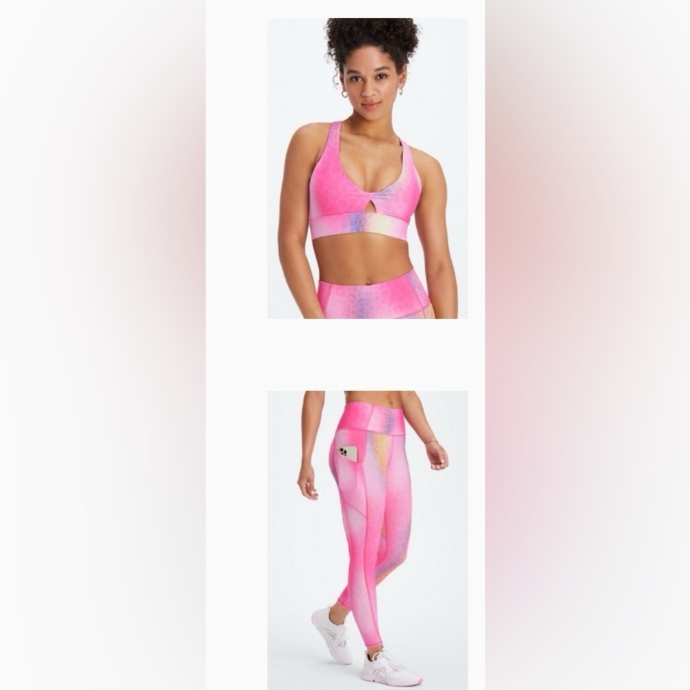 Vibrant fabletics  Pink and Multicolor sports bra and Leggings set - Picture 9 of 9